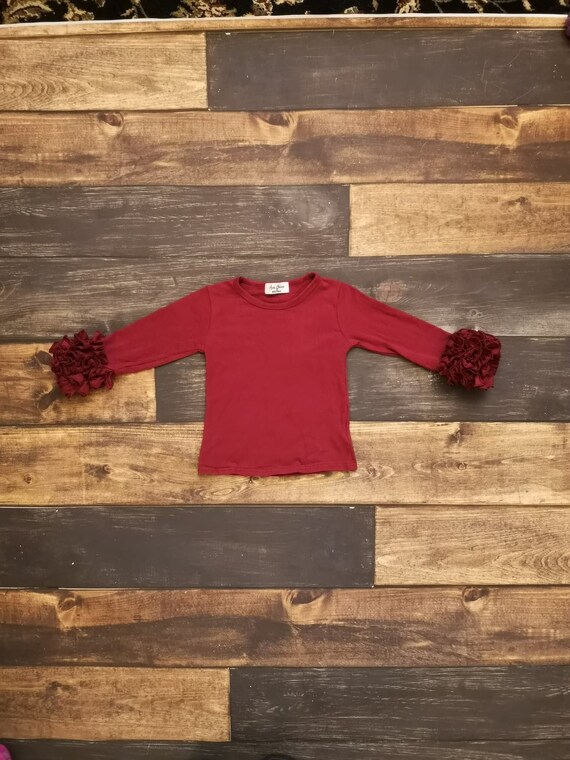 maroon ruffle top