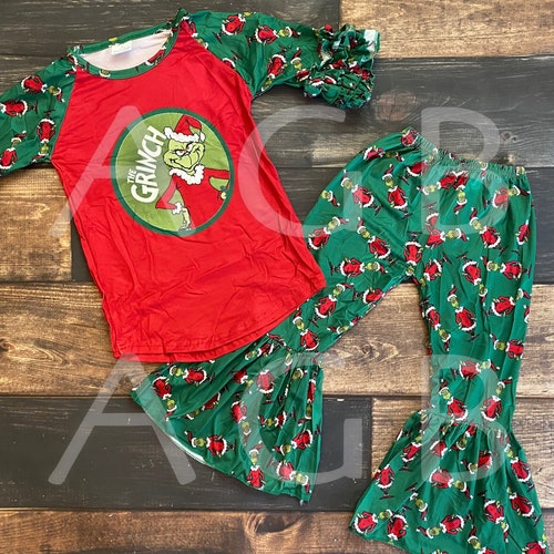Green Grinch Top and Belle Bottom Set | Etsy