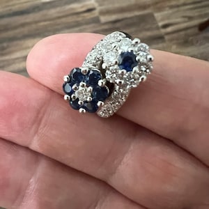 Vintage 18K Diamond and Sapphire Bypass Ring