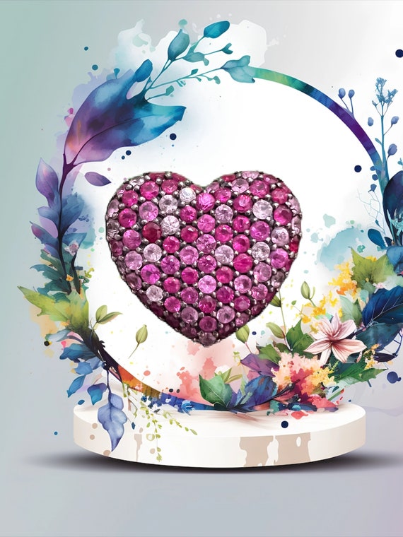 Effy Pink Sapphire Splash Heart Ring