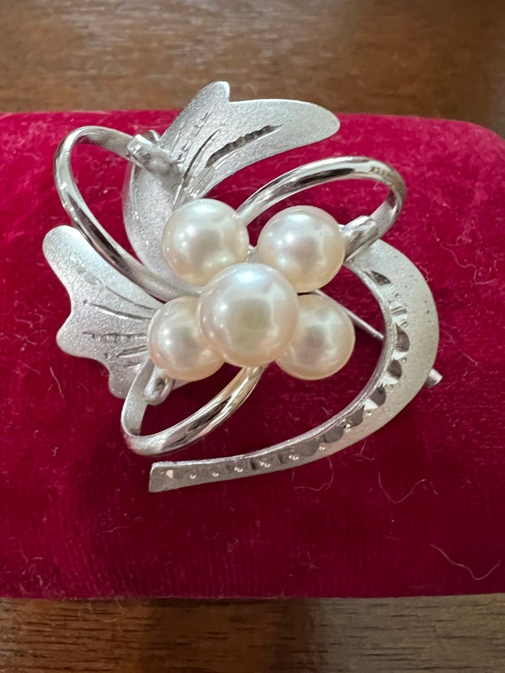 1970's Sterling Silver and Pearl Brooch