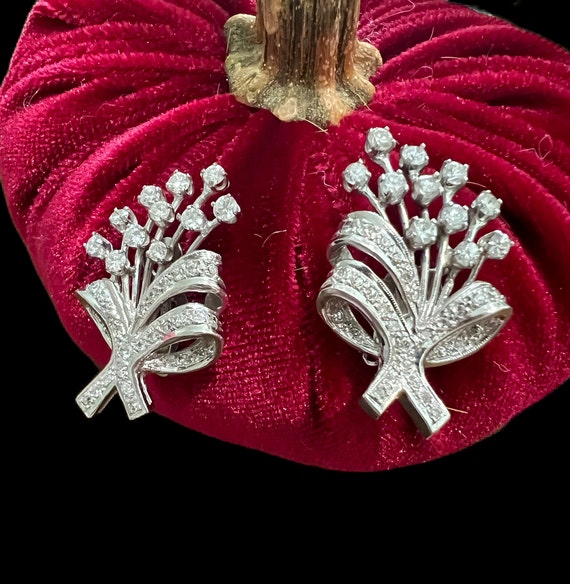 Stunning 14K Retro Diamond Flower Earrings
