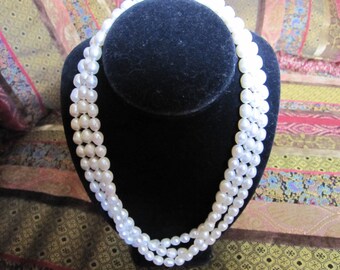 Classic Long Strand of Creamy White Pearls-Beverly Hills jeweler