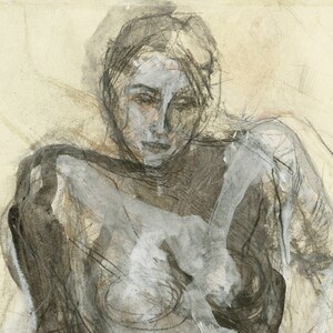 MATURE, Original drawing, &quot;Hommage à Lovis Corinth XXVI&quot;, mixed media on paper 15x13&quot;