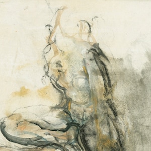 MATURE, Original drawing, &quot;Hommage à Lovis Corinth XXVII&quot;, mixed media on paper 15x11&quot;