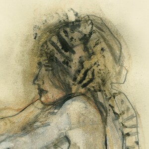 Mature, original drawing, &quot;Hommage à Ingres I&quot;, mixed media on paper, 13x17&quot;