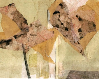 Original abstract paper-collage "Blüten" 9" x 6"