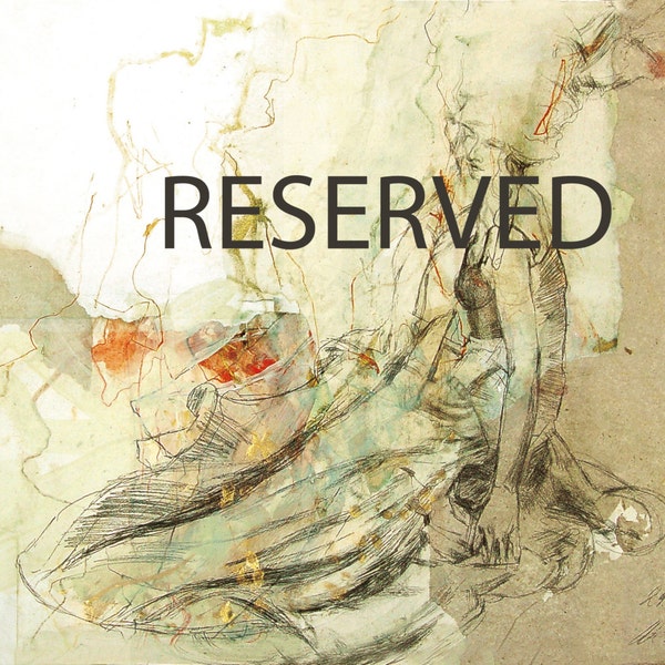 RESERVED for Shelly - Original drawing "Hommage à Beardsley IX"  mixed media on paper and collage