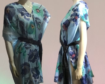 Hand Made New YVIEAH Gorean Kajira Blue Floral Rustic Ta-Teera Pleasure Slave Outfit Size 18-28 Free UK P/P