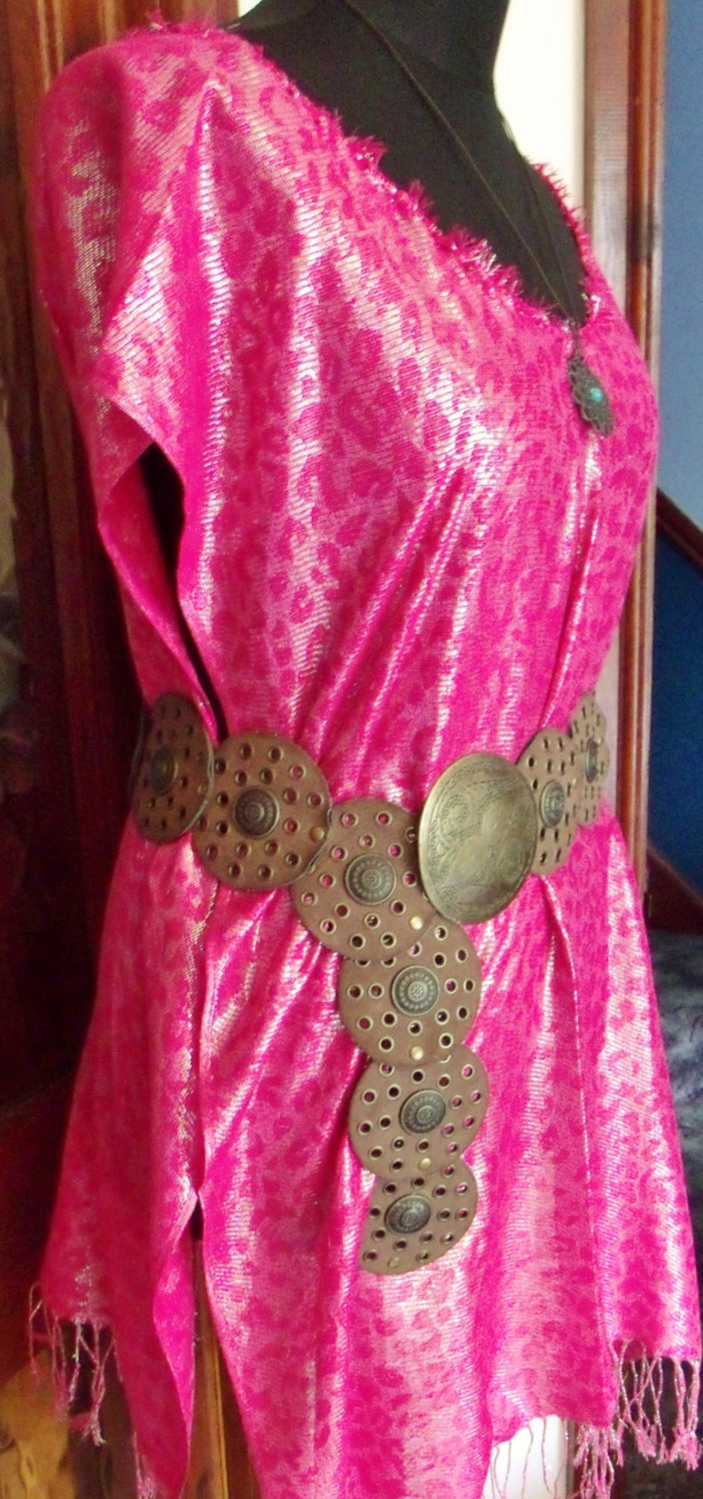 Hand Made New HADLEY Gorean Kajira Fringed Bright Pink Camisk Pleasure Slave /& Tribal Necklace Outfit Size 14-34 Free UK PP