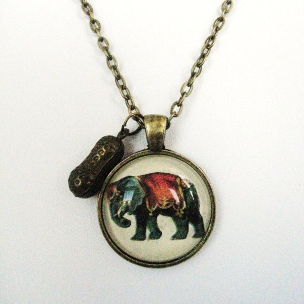 Circus Elephant Necklace, Vintage Circus Elephant, Elephant Necklace, Circus Elephant Necklace, Peanut Necklace, Gift For Her, Christmas