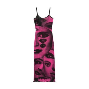 Eyes Mesh Slinky dress Pink