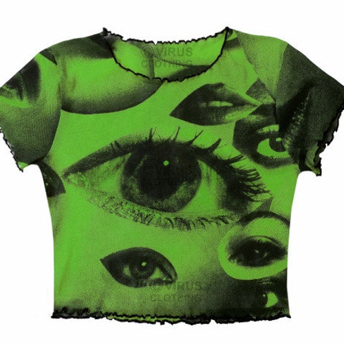 Eyes Mesh Crop Top Yellow Etsy