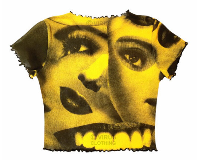 Eyes Mesh Crop Top Yellow Etsy
