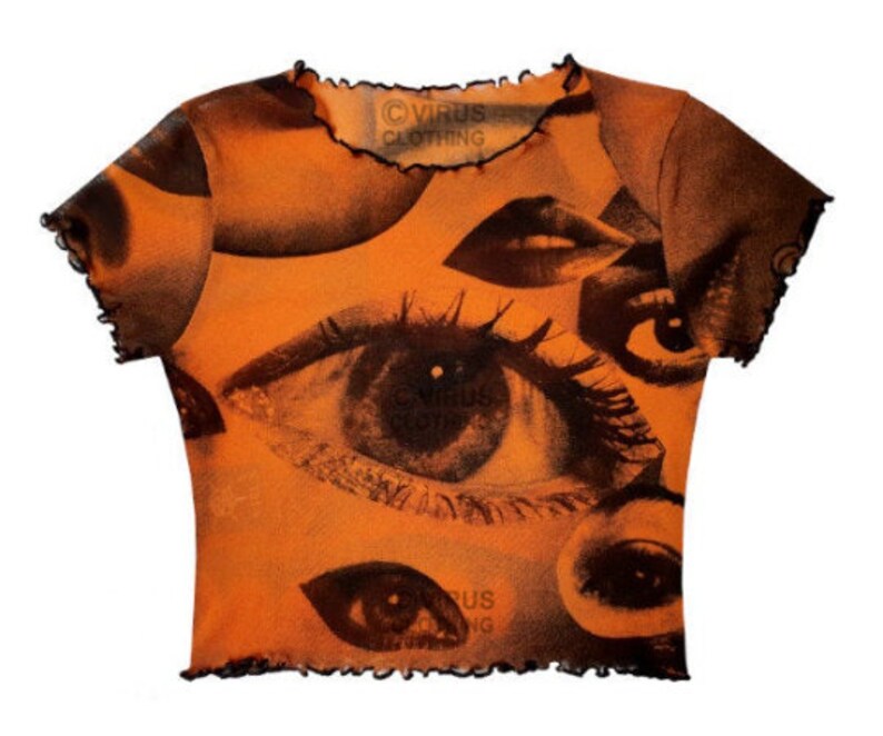 Eyes Mesh Crop Top Orange Etsy