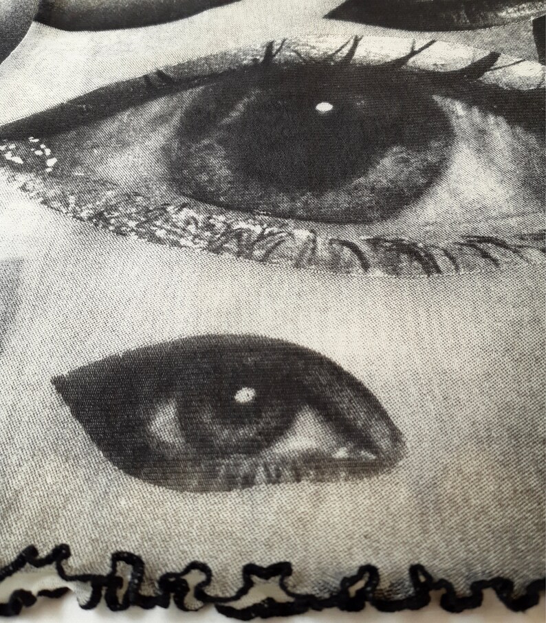 Eyes Mesh Crop Top Black & white Etsy