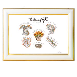 The Armor of God prints, Encourage Faith Gifts, wild florals Armor of God Wall art, Gifts for Friend, Gifts for daughters, Faith Based