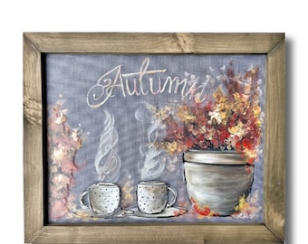 Autumn art, fall decor , outdoor art , window screen,coffee art,friends art Made to order