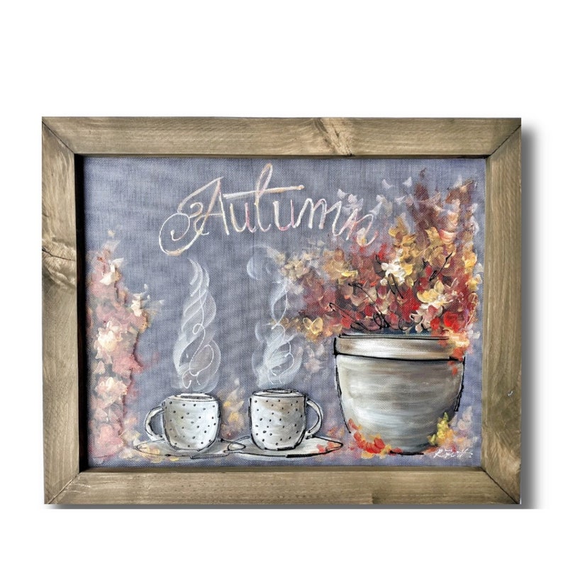 Autumn art, fall decor , outdoor art , window screen,coffee art,friends art Made to order image 1