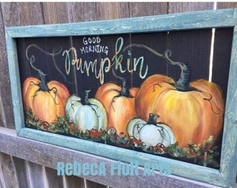 Window screen art, fall decor ,Good Morning Pumpkin