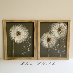 Rustic decor Set of dandelion,Farm house style wall art, window screen art