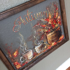 Autumn art, fall decor , outdoor art , window screen,coffee art,friends art Made to order image 3