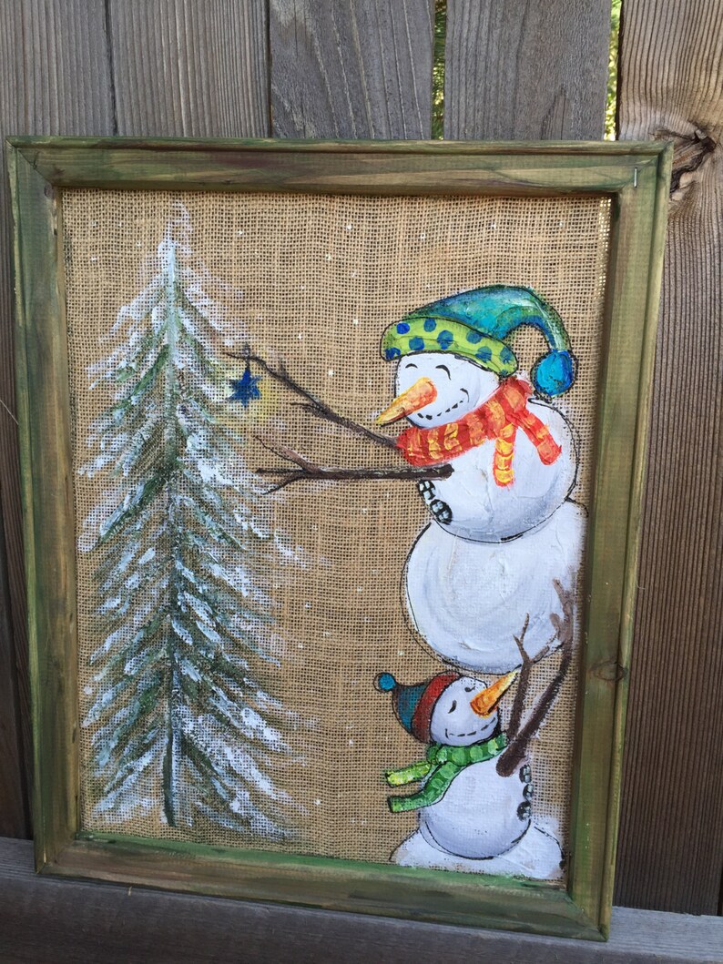 Set of 2 Snowman Climbingsnowman Hand Painting on - Etsy