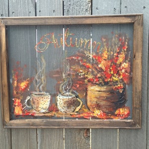 Autumn art, fall decor , outdoor art , window screen,coffee art,friends art Made to order image 4