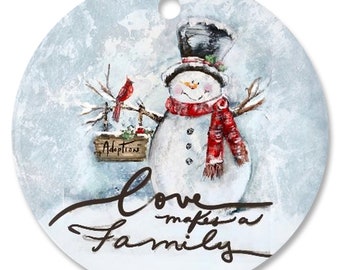 Love Makes A Family Christmas Ornament, Adoption Christmas Ornament, Family Gift