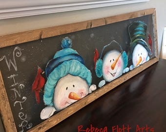 snowman , with cardinals, snowman, snowmen, winter, holidays, window screen, screen art, hand painted, handmade, gift ideas,screen art,