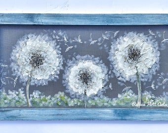 Hand Painted, Day dream dandelion , farmhouse style wall art, porch decor , wall art , dandelion