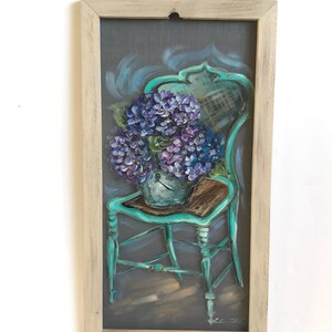 Script Flower Hydrangea Chair Vintage Chair With Hydrangeas, Farmhouse Style Wall Art - Etsy