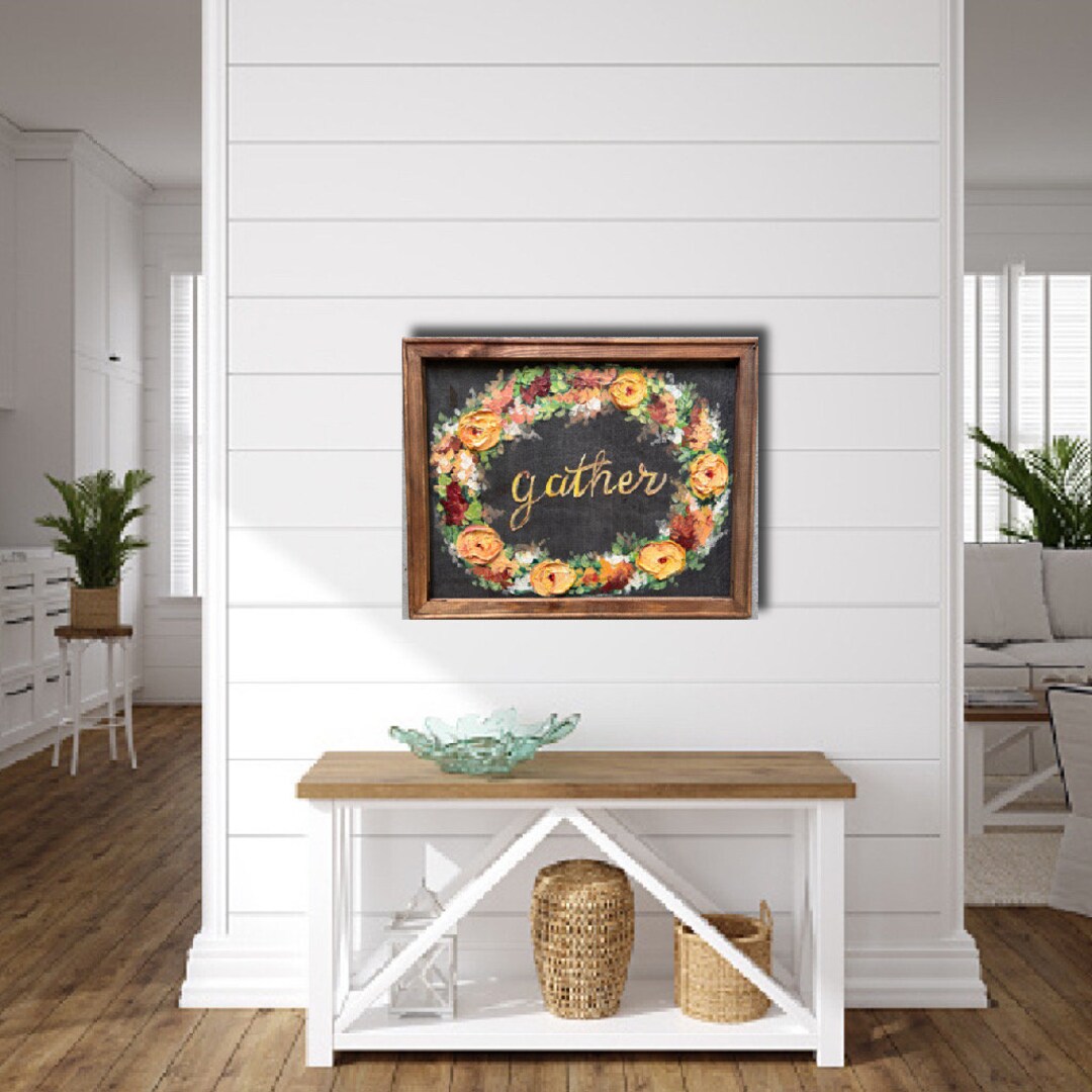 Gather Sign, Wreath Hand Painted on Window,screen,original Art ,wall ...