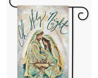 Nativity Garden Flag: Christmas Outdoor Decoration with Gold