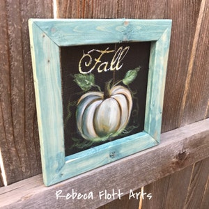 Cartel de otoño con forma de calabaza blanca