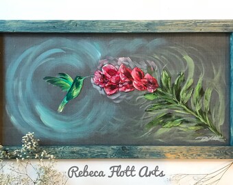 Hummingbird Painting wall ,hand painted hummingbird,window screen art,porch decor,decor,outdoor decor, rustic handmade gift