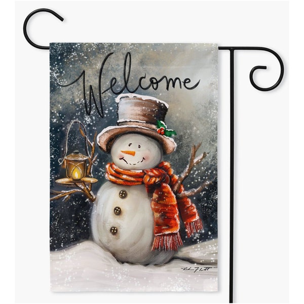 Snowman Garden Flag-Welcome Flag-Farmhouse Decor-Merry Christmas Flag-Merry and Bright-Yard Decor-Outdoor Decor