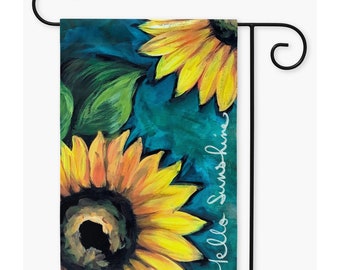 Hello Sunshine, Garden Flag By Rebeca Flott