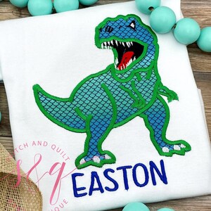 Boys T-Rex Dinosaur Shirt with Name, Toddler Tyrannosaurus Rex Outfit, Personalized Dino Shirt for Kids, Boys Dinosaur Birthday Top