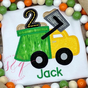 Garbage Truck Birthday Shirt for Boys, Personalized Trash Truck Outfit with Name and Age, Toddler or Kids Garbage Truck Party Shirt