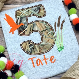 Duck Hunting Birthday Shirt, Camo Birthday Shirt for Boys, Toddler Mallard Duck Outfit, First Birthday Duck Shirt with Name