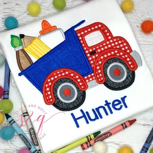 Boys Back to School Shirt, Dump Truck School Shirt with Name, Preschool or Kindergarten Outfit, Personalized First Day Shirt