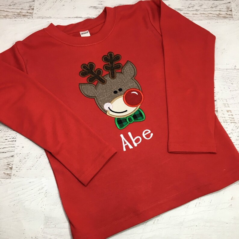 Reindeer Christmas Shirt Boy Reindeer Shirt Personalized Etsy