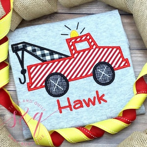 Boys Tow Truck Shirt, Red Tow Truck Outfit for Kids, Construction Theme Shirt, Toddler Truck Shirt, Tow Truck Top for Boys