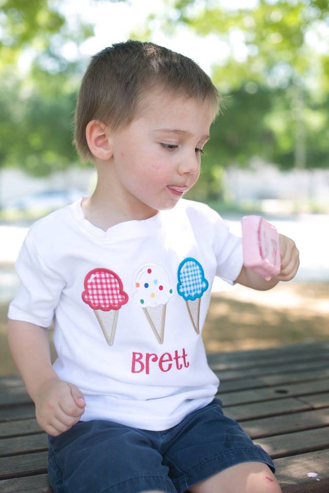 Ice Cream Shirt Red White and Blue Shirt Baby Boy Clothes Etsy