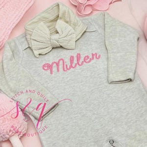 Personalized Oatmeal Romper Set for Baby Girls, Newborn Baby Gift, Newborn Coming home