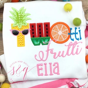 TWOtti Frutti Birthday Shirt, Toddler Girl 2nd Birthday Outfit, Summer Fruit Party Shirt, Personalized Second Birthday Shirt