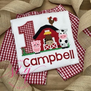 Barnyard Farm Animal Birthday, Barnyard Birthday Short Set for Boys, Personalized Farm Theme Outfit with Barn and Animals, 1st Birthday