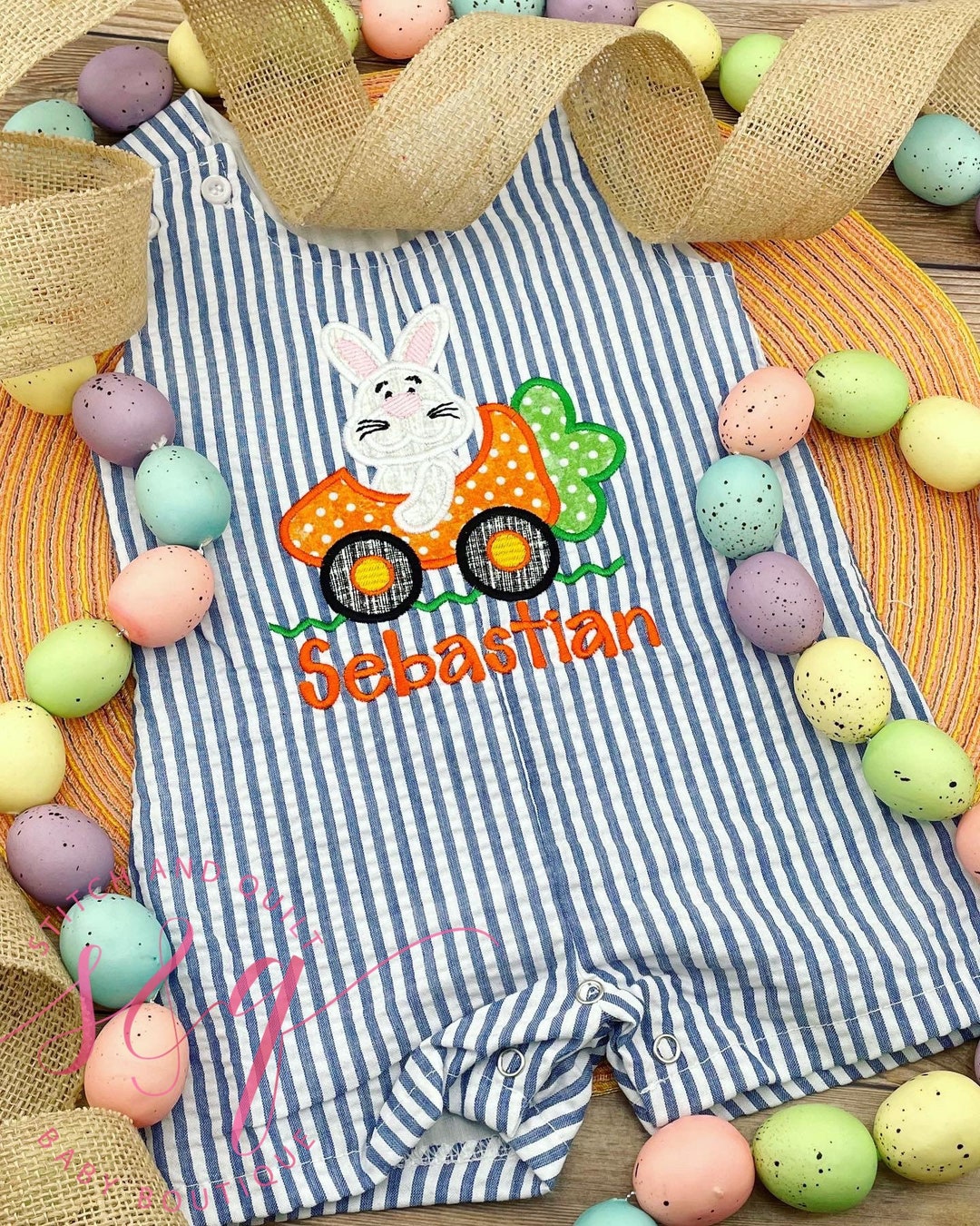 Personalized Easter Outfit Monogrammed Easter Jon Jon, Seersucker