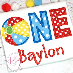 Beach Ball First Birthday Shirt with Name, Summer Pool Party Shirt for Baby, 1st Birthday Outfit for Boy or Girl